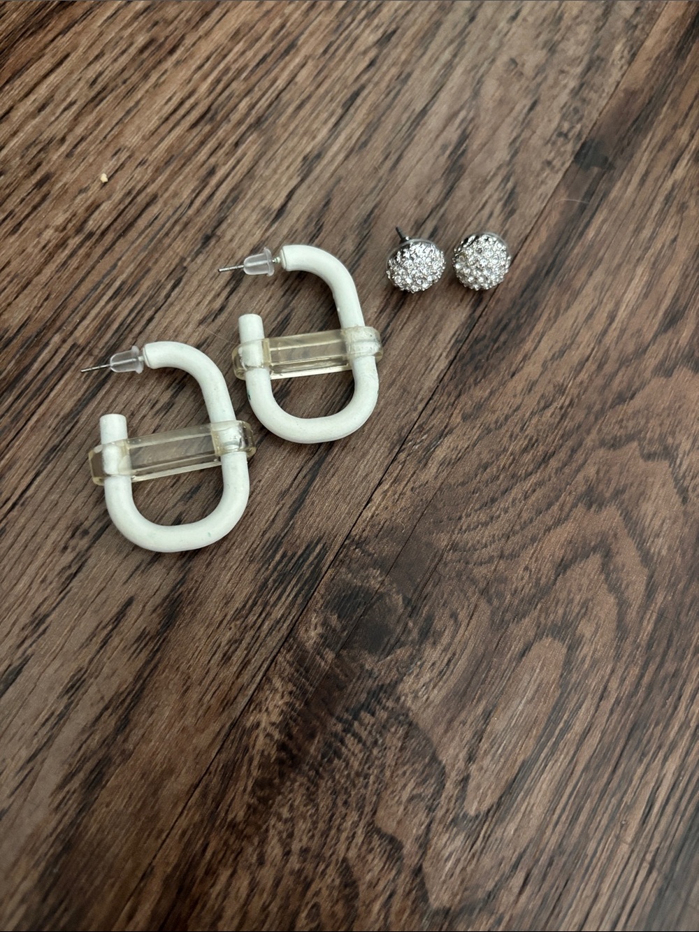 White & Clear Acrylic Chunky U-Hoop Earrings